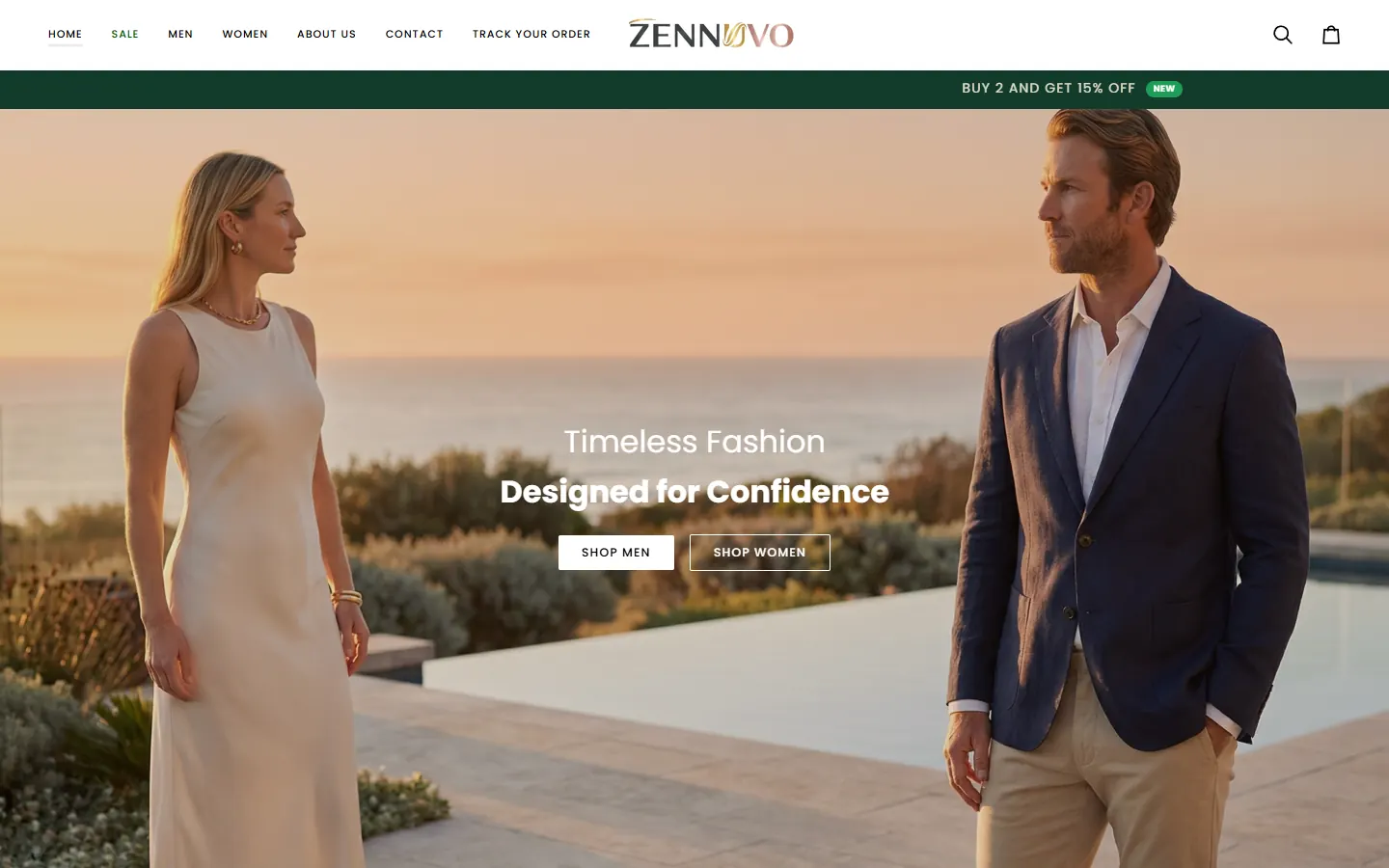 Zennuvo homepage, a fashion store in Australia